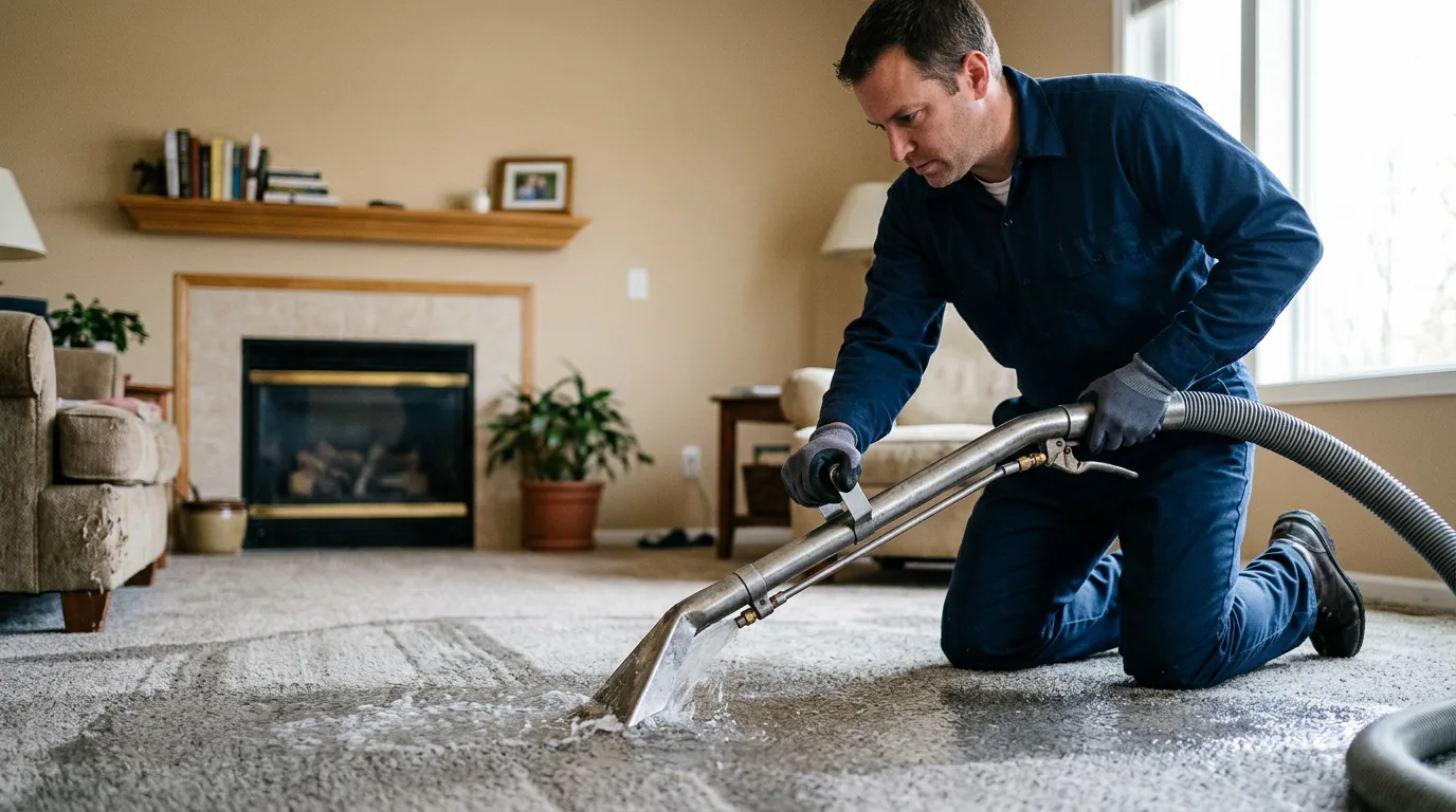 Water damage restoration technician working near Hancock, ME